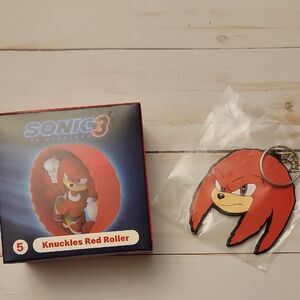Sonic 3 Knuckles Red Roller Keychain And Mcdonalds Happy Meal Toy, New